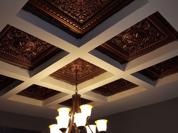 Da Vinci – Faux Tin Ceiling Tile – Drop in – 24″x24″ – #215 - Antique Copper
