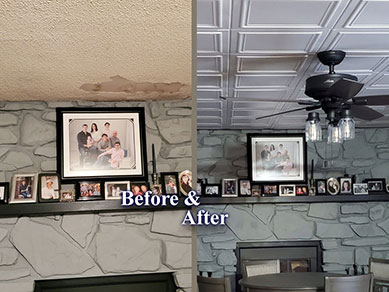 Living and Dining with Styrofoam Ceiling Tile R24 Living and Dining with Styrofoam Ceiling Tile R24 Before and After