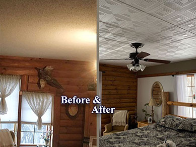 Bedroom with Styrofoam Ceiling Tile R11 Bedroom with Styrofoam Ceiling Tile R11 Before and After