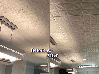 Living and Dining with Styrofoam Ceiling Tile R103 Living and Dining with Styrofoam Ceiling Tile R103 Before and After